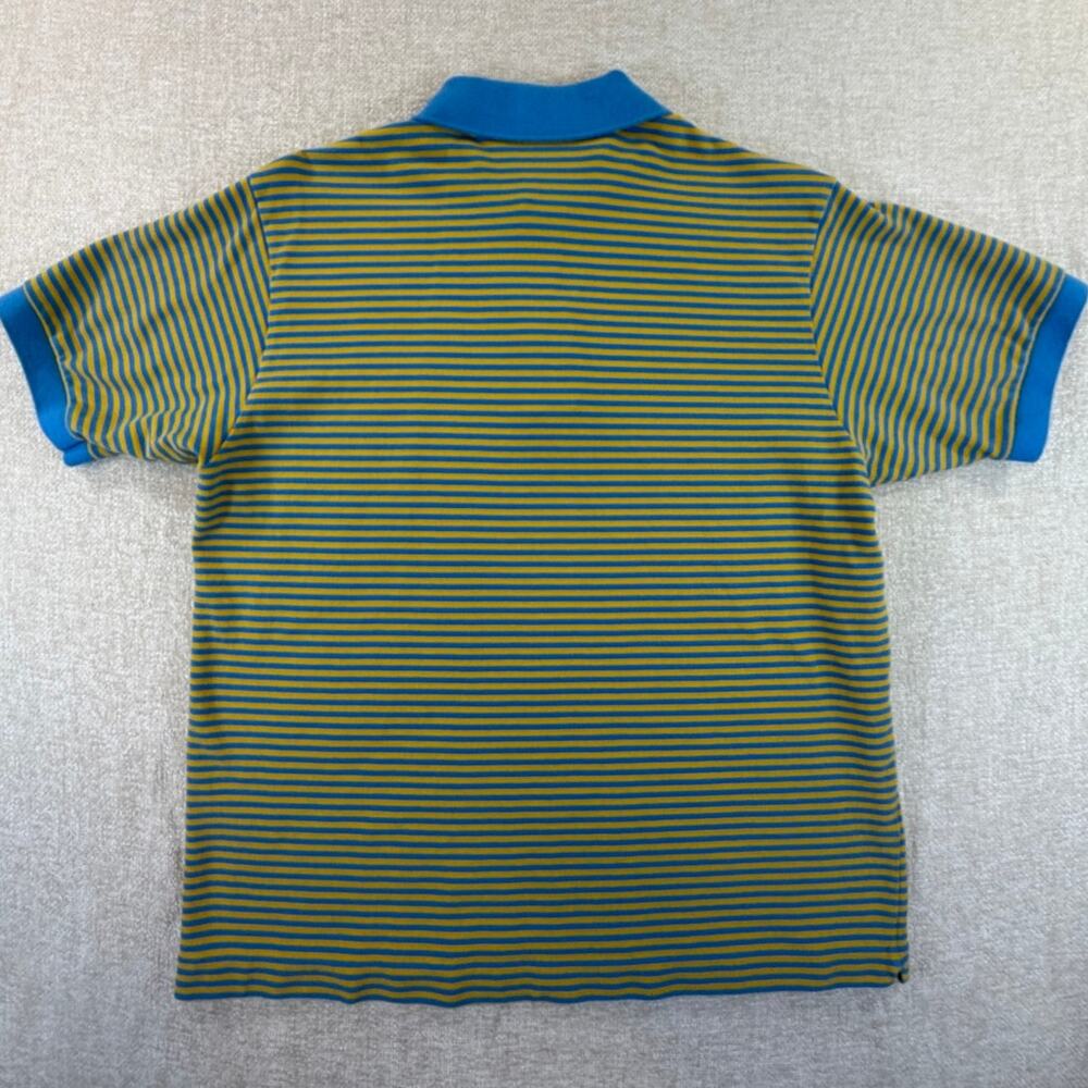 Lacoste Men 8 Blue Yellow Striped Short Sleeve Preppy 80s Casual Polo Shirt - Picture 2 of 7